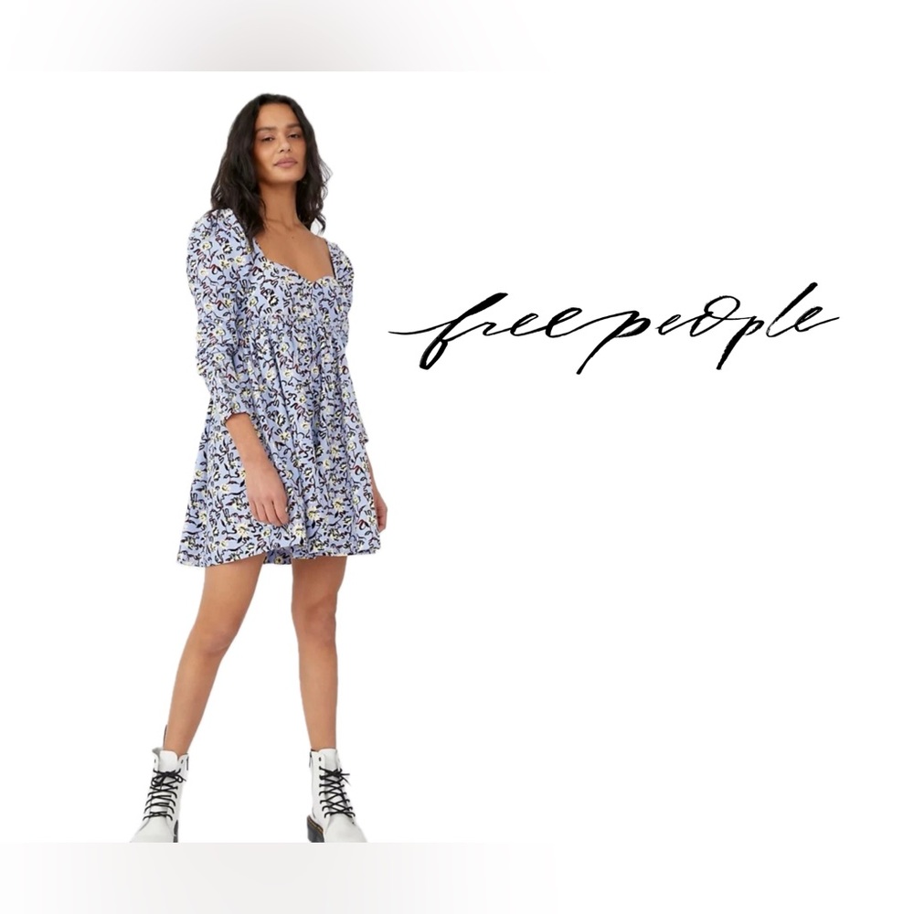 Free People Bessie Dress Size XS Corduroy Puff Sleeve Baby Doll